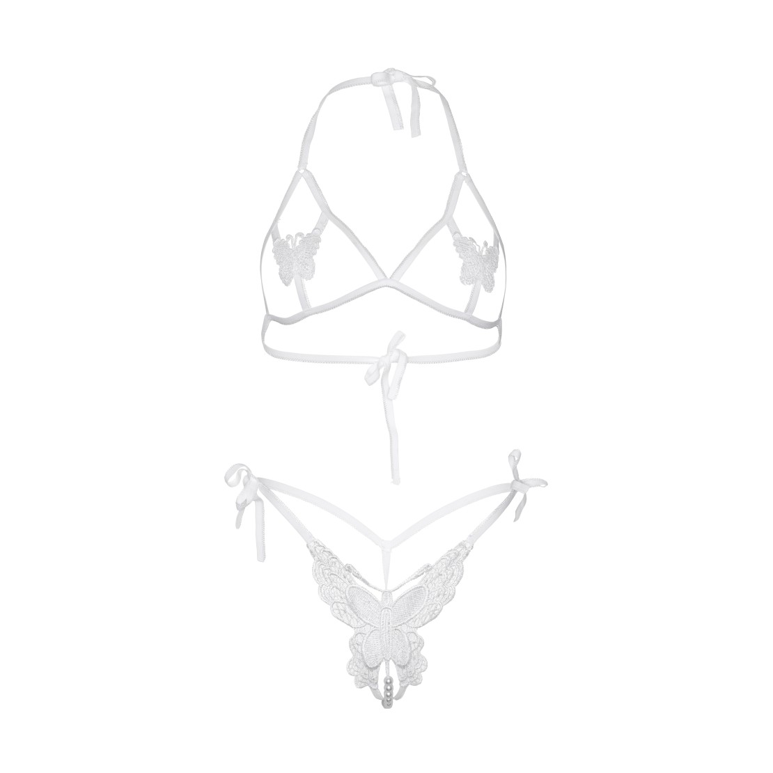 COMPLETO INTIMO SEXY APERTO CON PERLE E PIZZO...