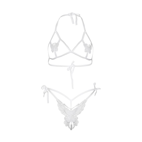 COMPLETO INTIMO SEXY APERTO CON PERLE E PIZZO BUTTERFLY SET LEG AVENUE