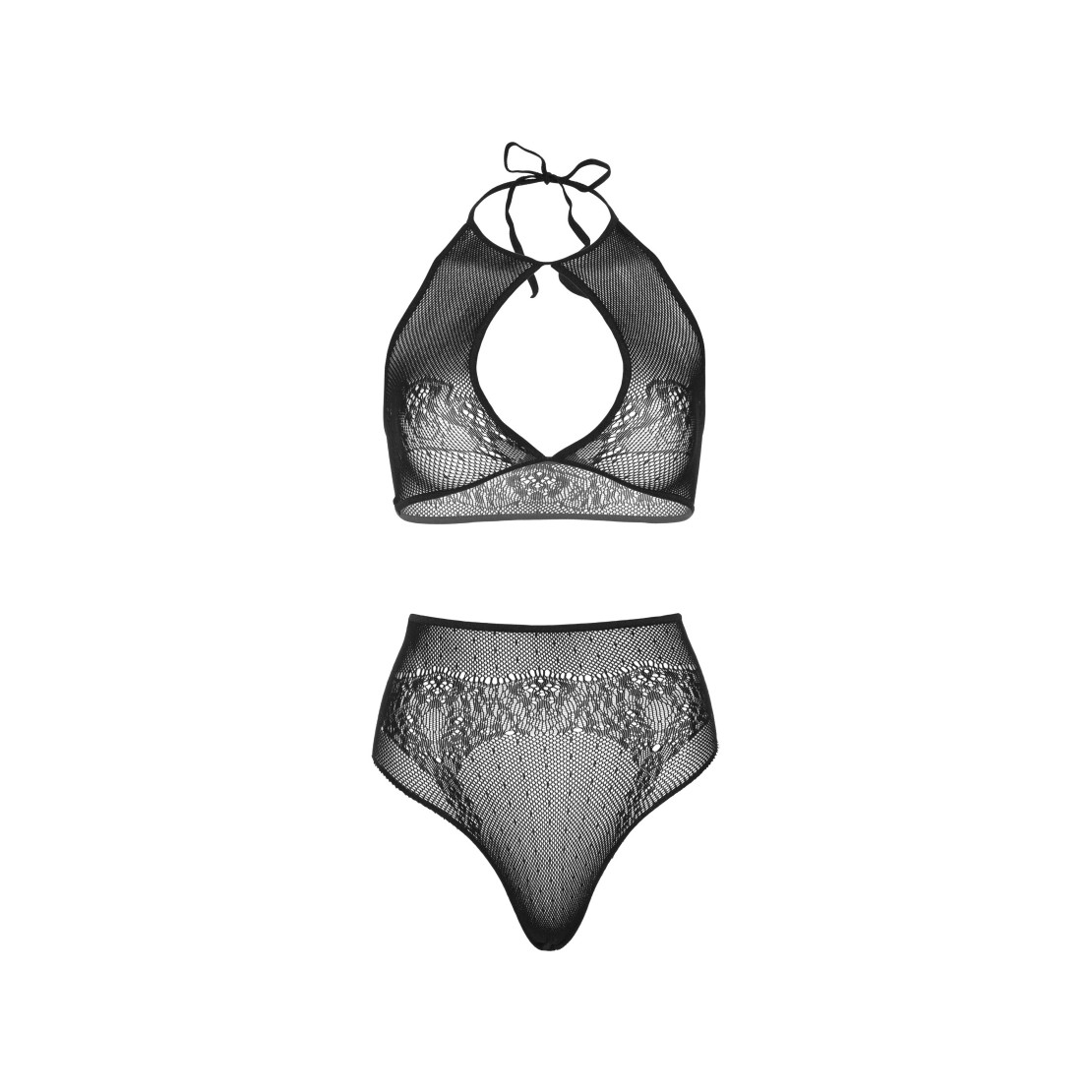 SET 2 PEZZI SEXY PER DONNA A RETE TOP E SLIP A...
