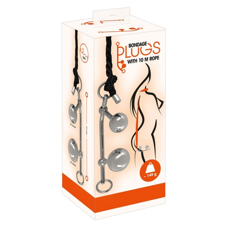 SET PER GIOCHI SADOMASO CON 2 PLUG E CORDA 10 m BONDAGE...