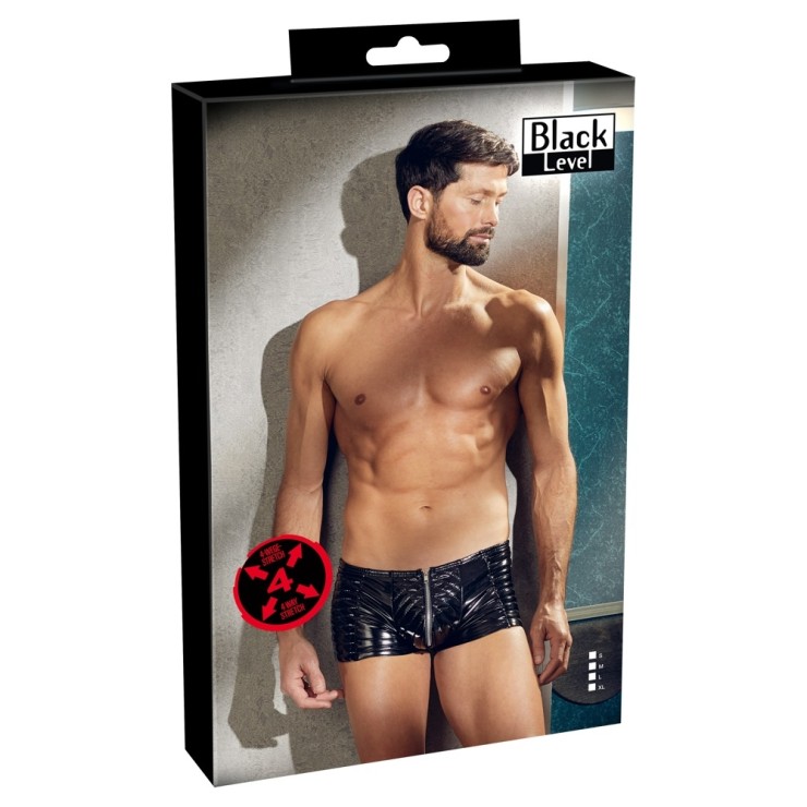 BOXER SEXY PER UOMO IN PVC-VINILE CON ZIP BLACK LEVEL