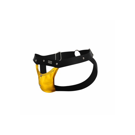 SOSPENSORIO SEXY UOMO IN ECOPELLE REGOLABILE PEAKABOO JOCK