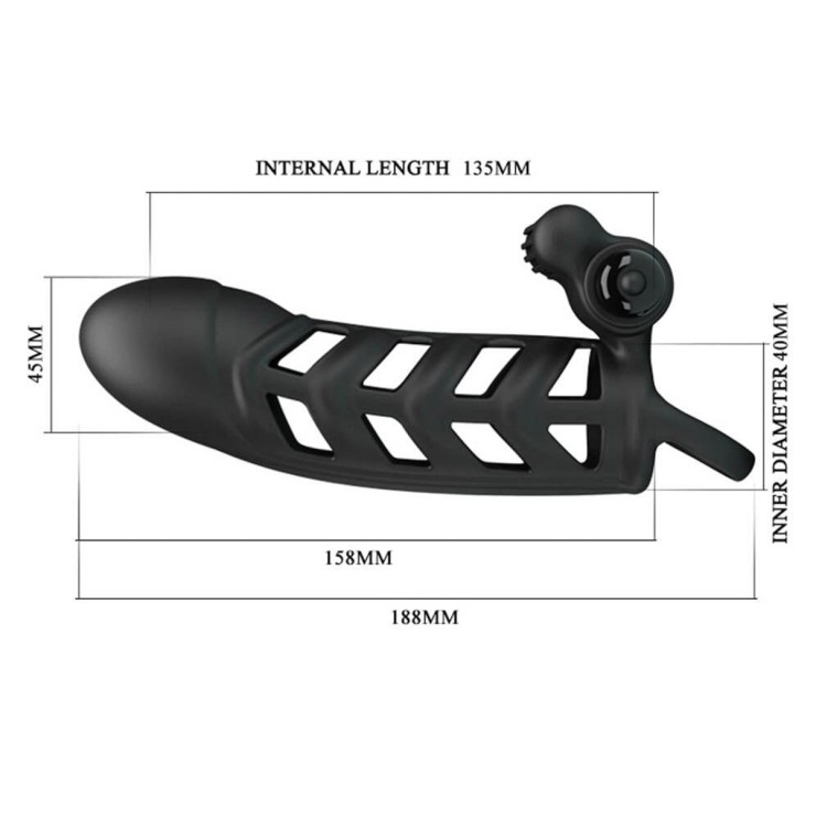 GUAINA PER IL PENE IN SILICONE CON ANELLO E VIBRAZIONE...