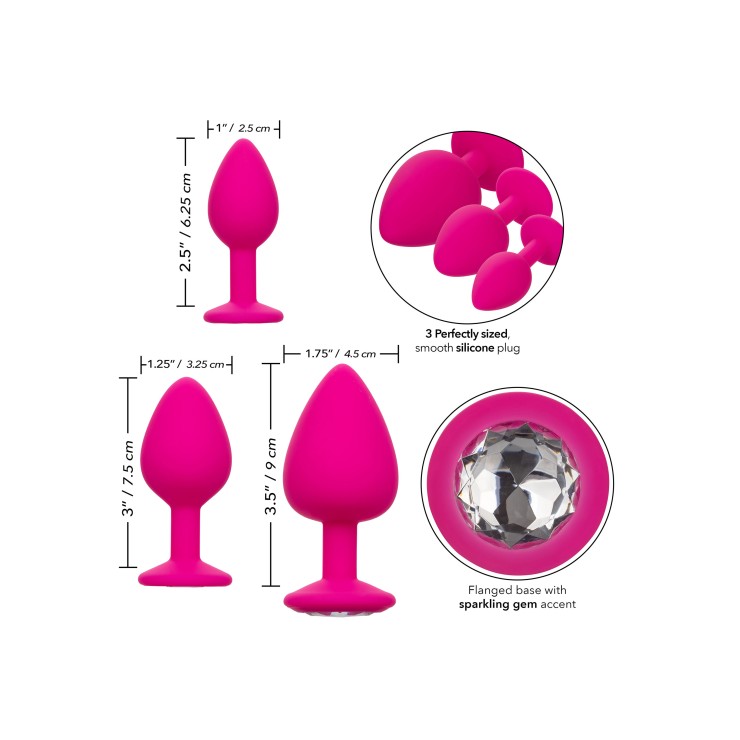 KIT 3 PLUG ANALI IN SILICONE CON GIOIELLO CHEEKY GEMS