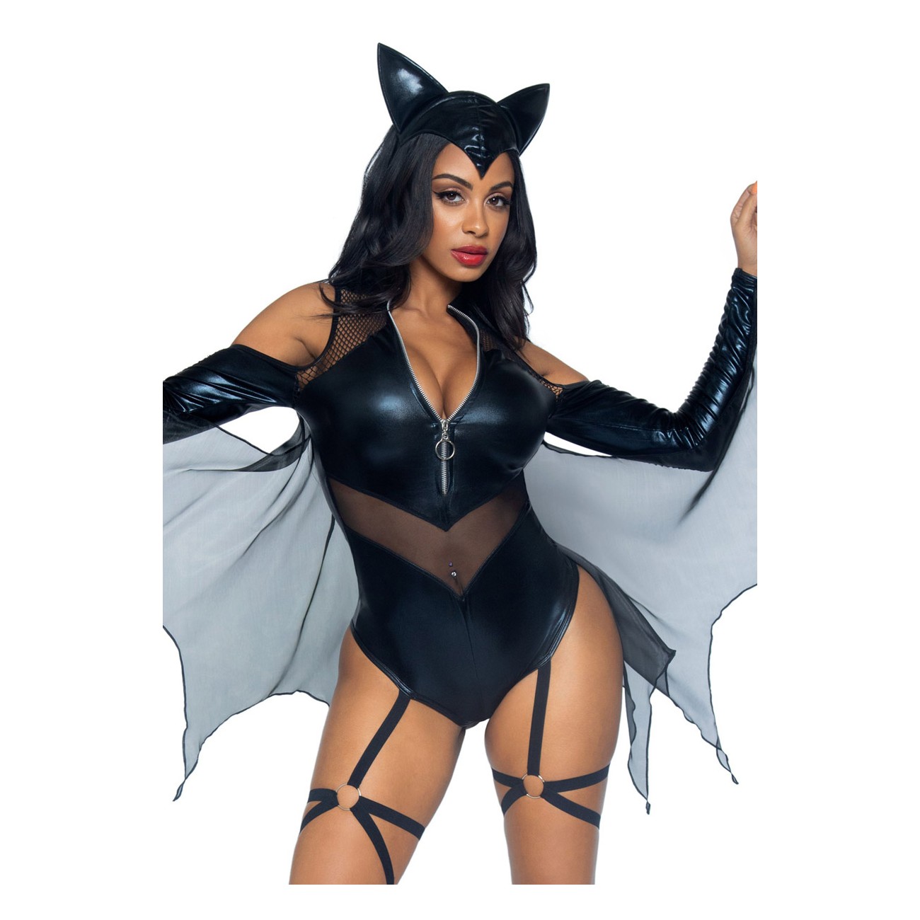 SelfTek Costume Da Pipistrello Per Bambini - Set 7 Pezzi Halloween Con Tutù, Ali, Maschera, Bacchetta E Borsa Per Caramelle, Viola E Nero