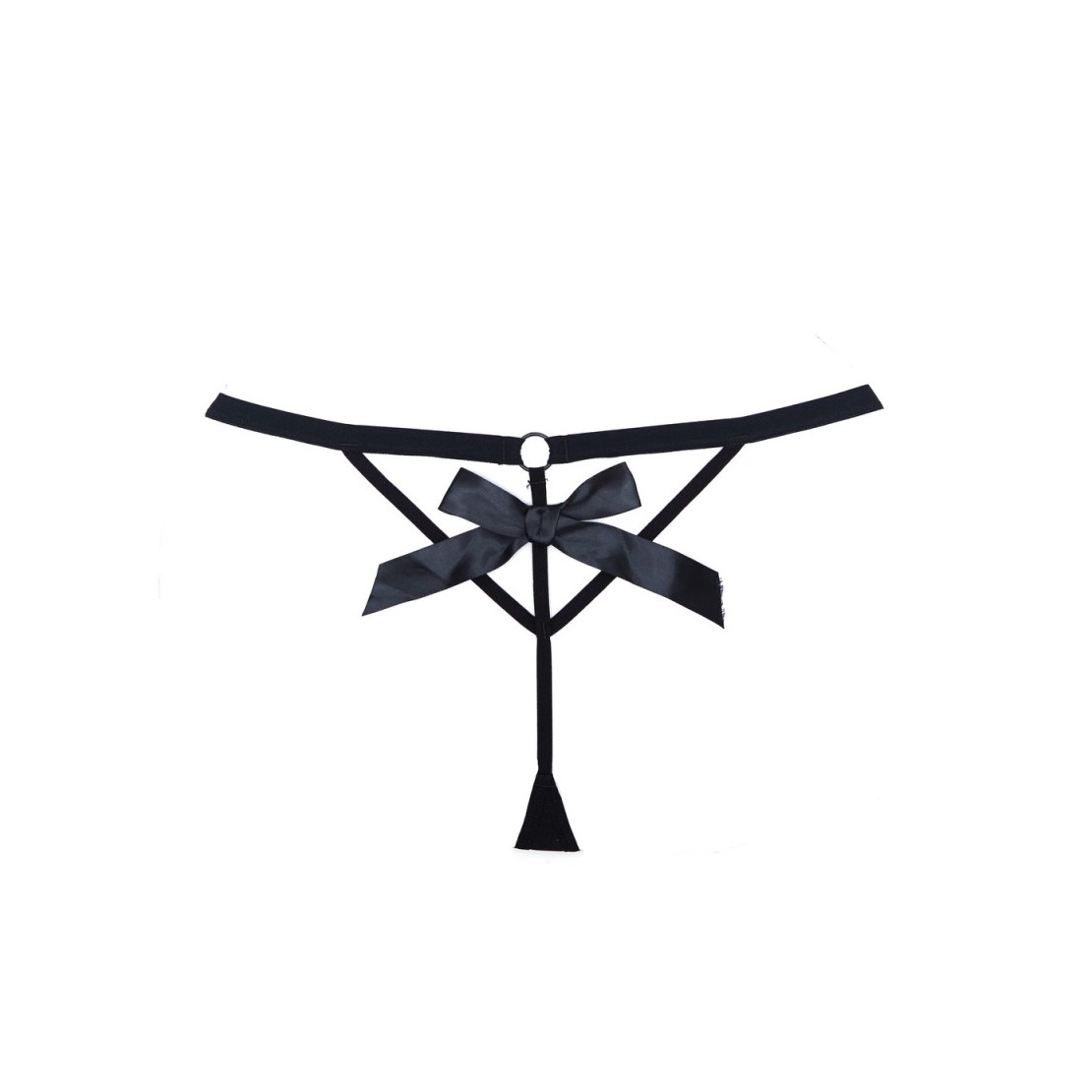 STRING NERO SEXY PER DONNA CON FIOCCO E LACCETTI