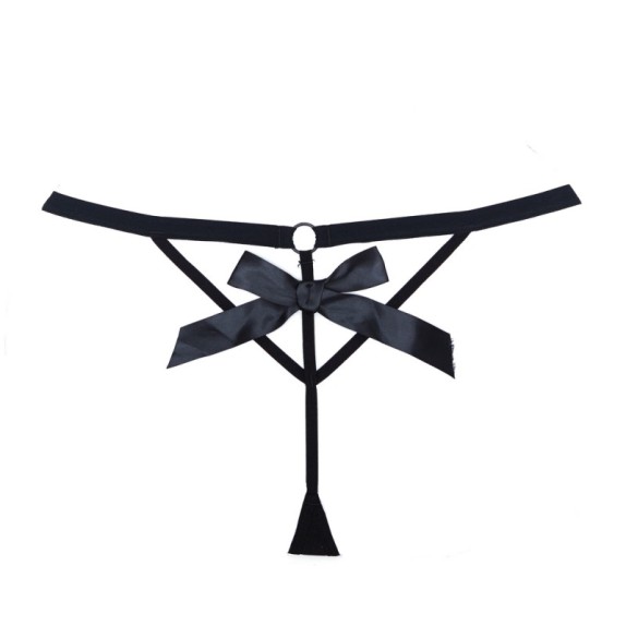 STRING NERO SEXY PER DONNA CON FIOCCO E LACCETTI