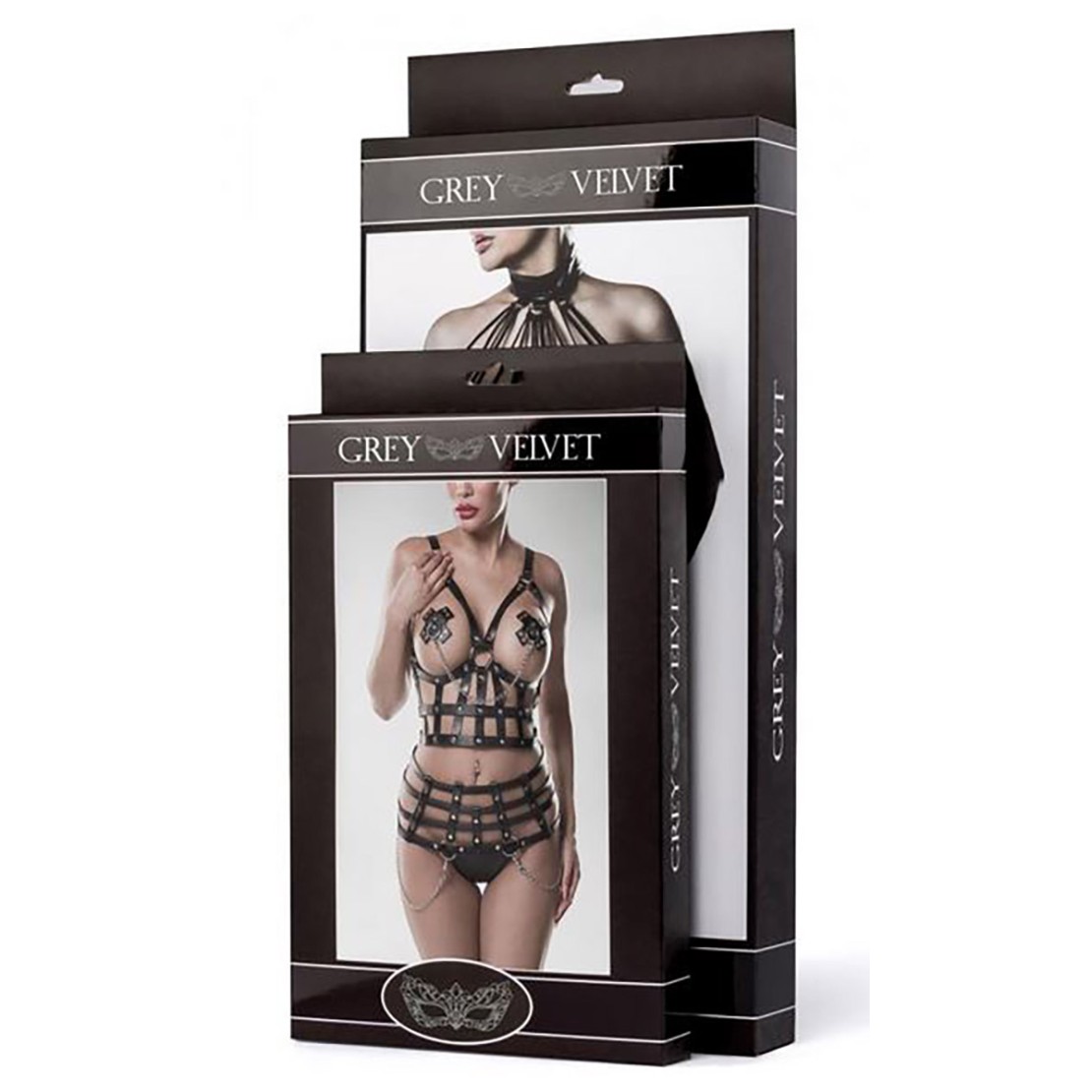 COMPLETO HARNESS SEXY DONNA CON COPRICAPEZZOLI...