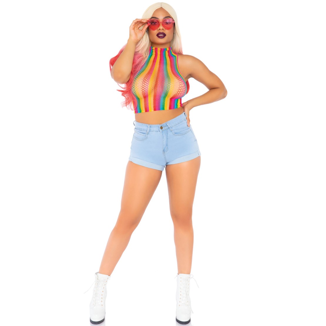 TOP A RETE A COLLO ALTO ARCOBALENO