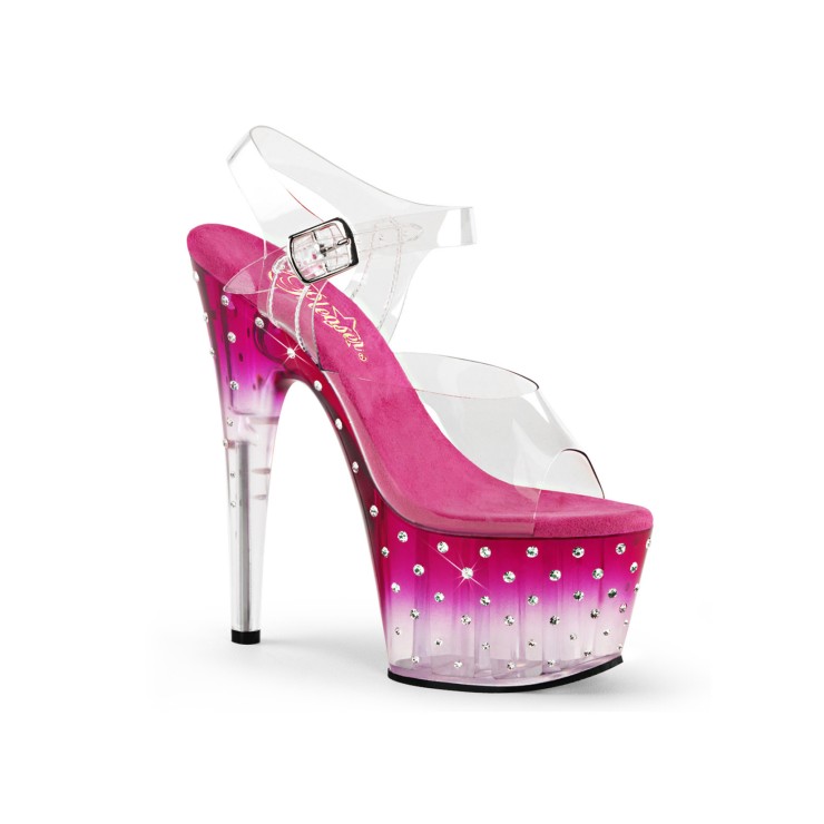 SANDALI SEXY TACCO CM. 18 ROSA CON STRASS E CINTURINO...