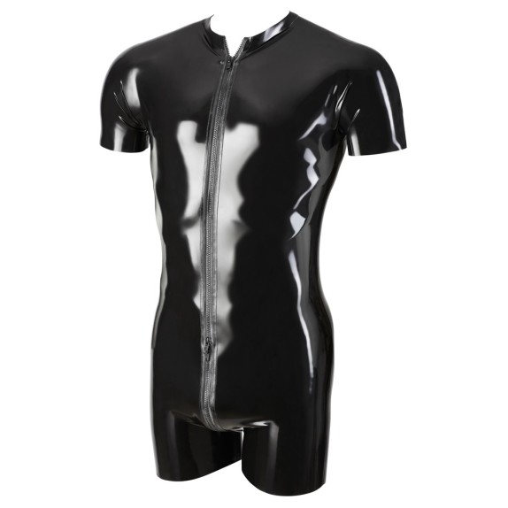 TUTA ADERENTE IN LATEX PER UOMO A PANTALONCINO CON CERNIERA