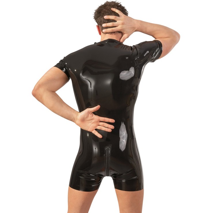 TUTA ADERENTE IN LATEX PER UOMO A PANTALONCINO CON CERNIERA 2