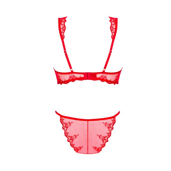 COMPLETO INTIMO SEXY 2 PEZZI IN PIZZO ROSSO FLOREALE LONESIA OBSESSIVE