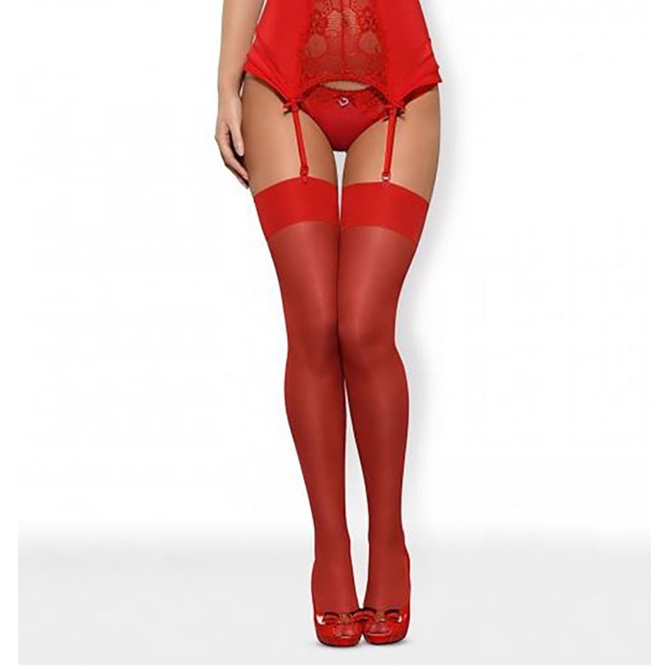 CALZA DA REGGICALZE SEXY ROSSO CON BALZA ALTA LISCIA...