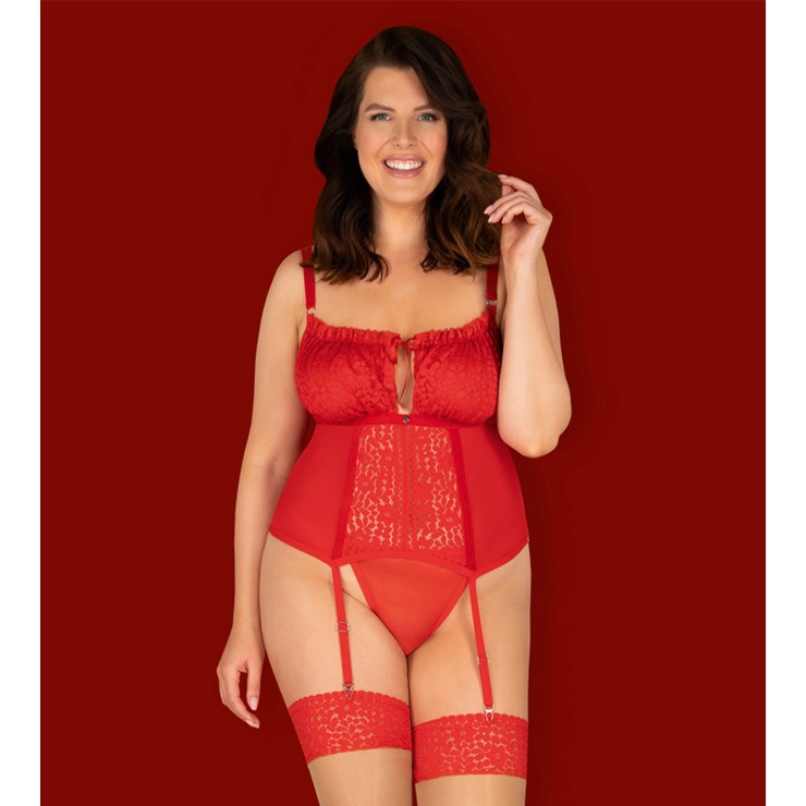GUEPIERE SEXY PER DONNA IN PIZZO ROSSO QUEEN SIZE CON...