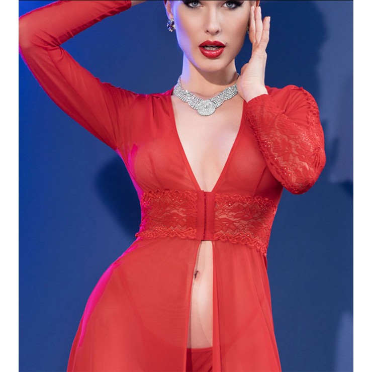 ABITO LUNGO SEXY PER DONNA CON PIZZO E PERIZOMA ROSSO... 2