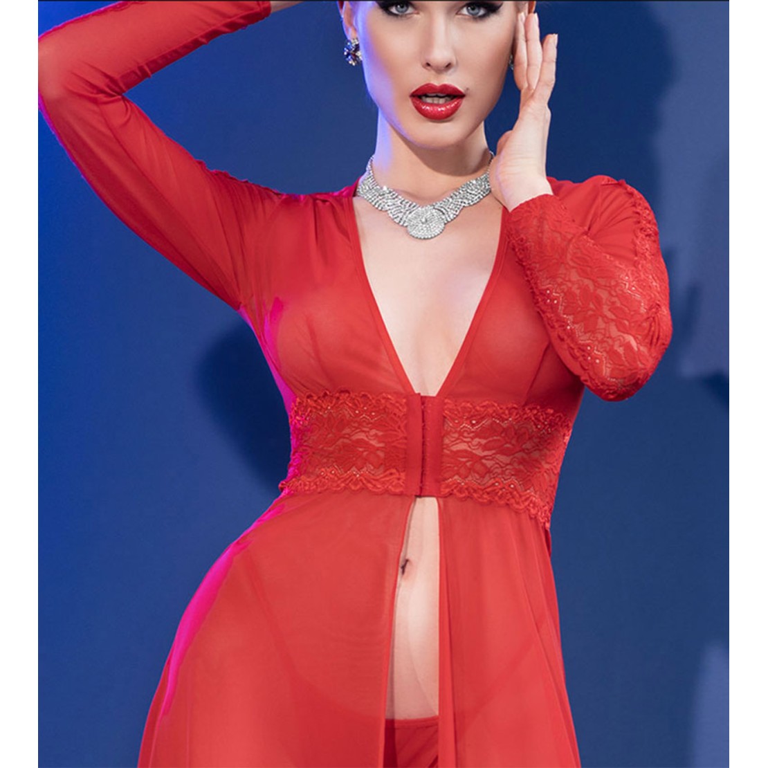 ABITO LUNGO SEXY PER DONNA CON PIZZO E PERIZOMA...