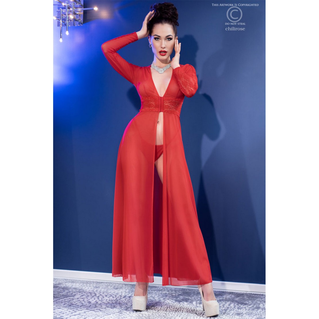 ABITO LUNGO SEXY PER DONNA CON PIZZO E PERIZOMA...