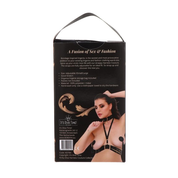 REGGISENO HARNESS SEXY DONNA CON COLLARE REGOLABILE IN RASO