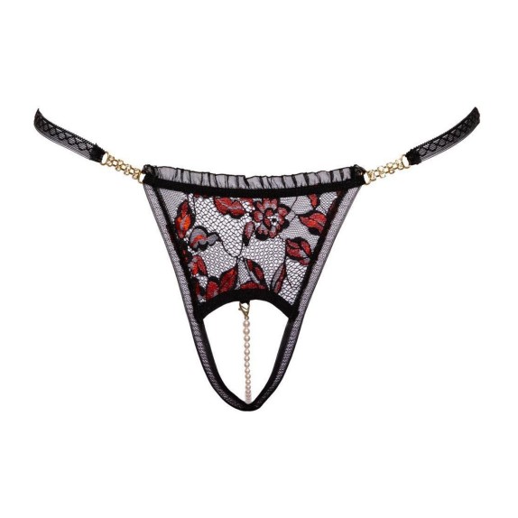 STRING SEXY PER DONNA APERTO CON PERLE E PIZZO COTTELLI
