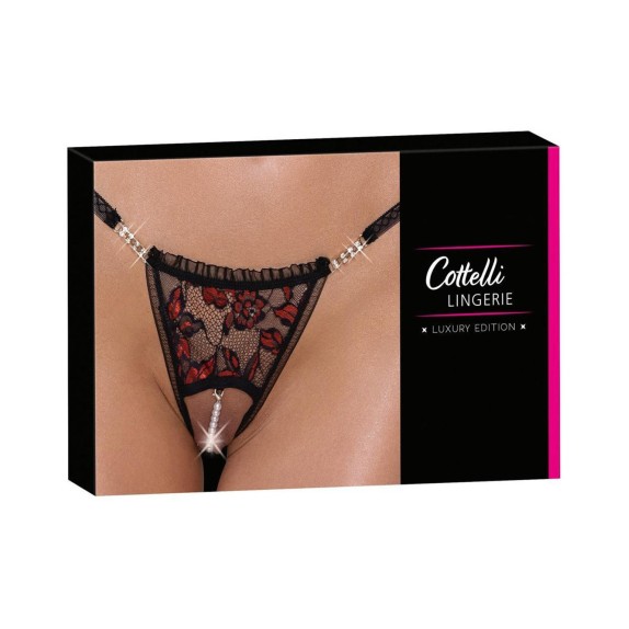 STRING SEXY PER DONNA APERTO CON PERLE E PIZZO COTTELLI