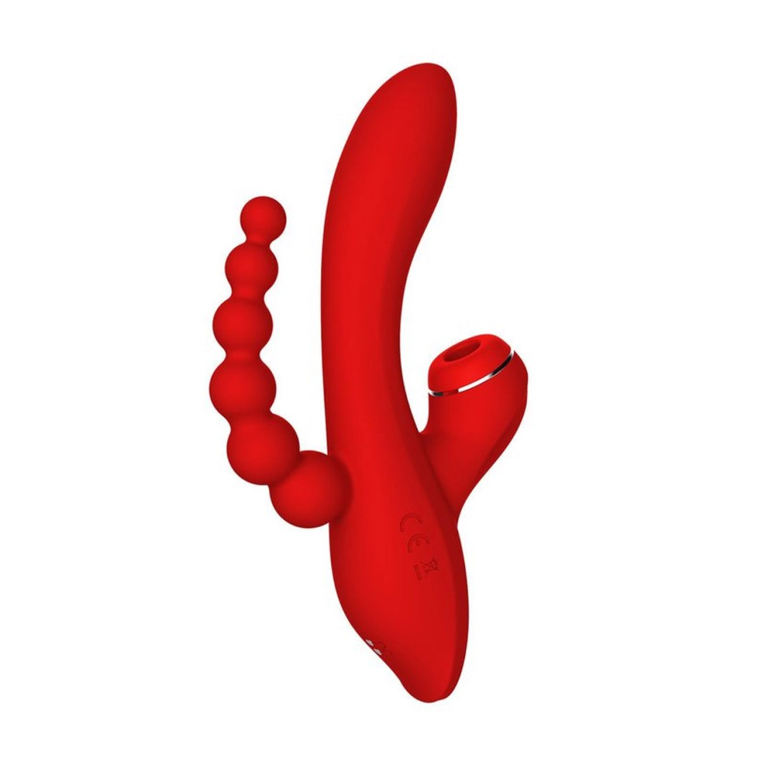 VIBRATORE TRIPLO VAGINALE ANALE CON SUCCHIA...
