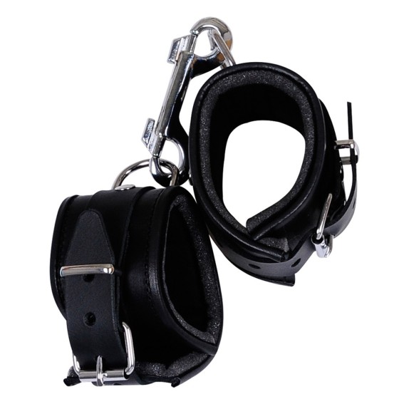 MANETTE UNISEX SEXY REGOLABILI IN PELLE NERA ZADO