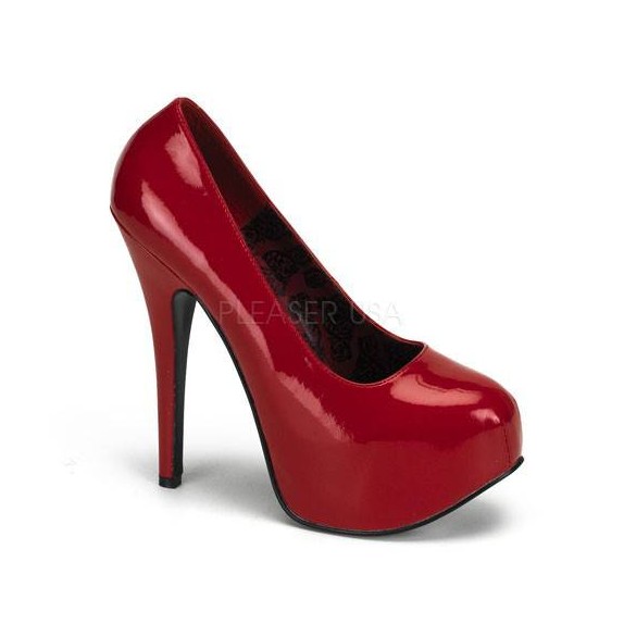 SCARPE SEXY NUMERI GRANDI DECOLTE' BORDELLO IN PVC LUCIDO ROSSO