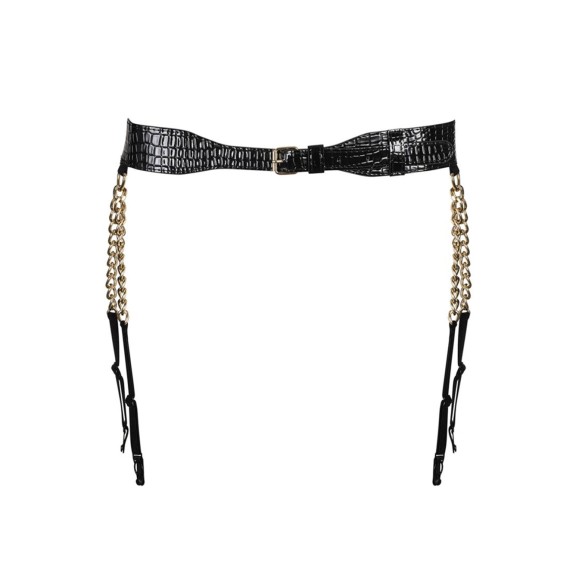 REGGICALZE SEXY PER DONNA TEXTURE PELLE ANIMALE CON CATENE DORATE OBSESSIVE