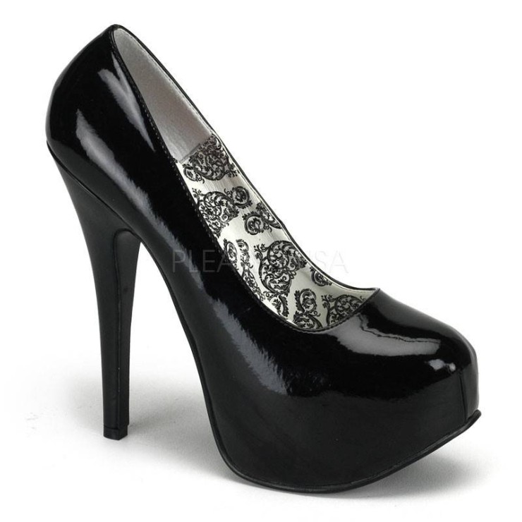 DECOLTE' SCARPA SEXY PER DONNA NERE LUCIDE TACCO CM. 15...