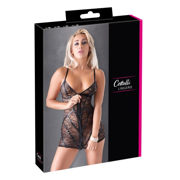 MINI ABITO SEXY DA DONNA IN PIZZO CON ZIP A DUE VIE