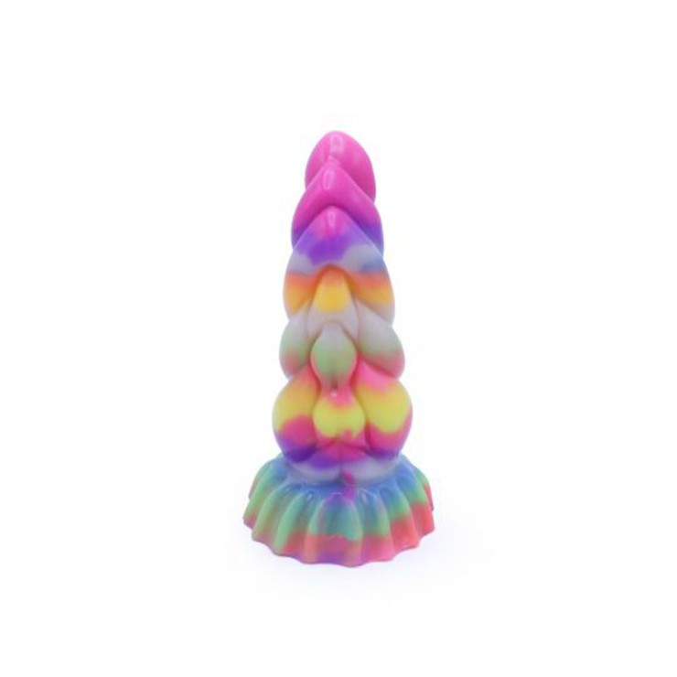 DILDO CON RILIEVI IN SILICONE COLORATO CHE SI ILLUMINA AL...