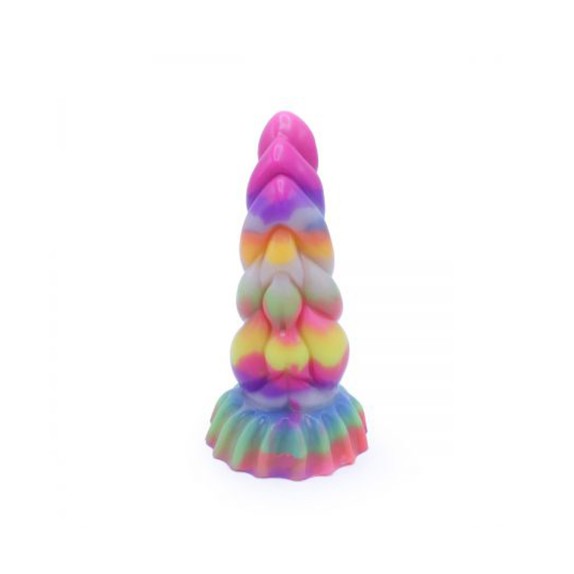 DILDO CON RILIEVI IN SILICONE COLORATO CHE SI ILLUMINA AL BUIO