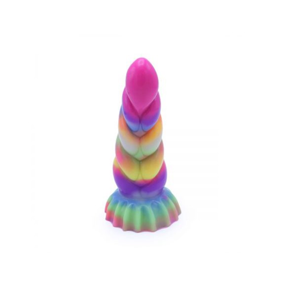 DILDO CON RILIEVI IN SILICONE COLORATO CHE SI ILLUMINA AL BUIO