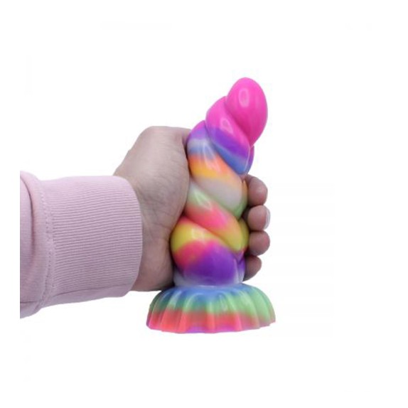 DILDO CON RILIEVI IN SILICONE COLORATO CHE SI ILLUMINA AL BUIO