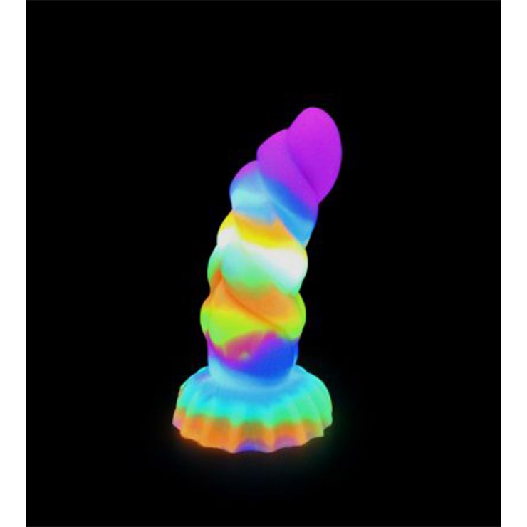 DILDO CON RILIEVI IN SILICONE COLORATO CHE SI ILLUMINA AL... 2