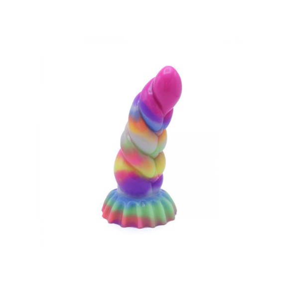 DILDO CON RILIEVI IN SILICONE COLORATO CHE SI ILLUMINA AL BUIO