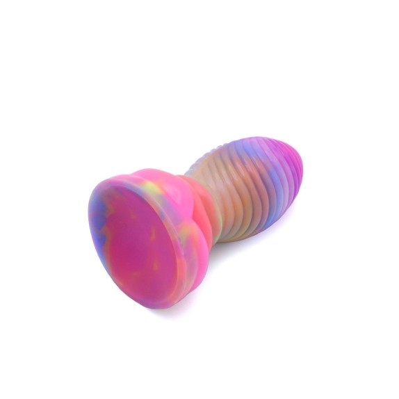 PLUG ANALE TONDO CON RILIEVI 17 CM IN SILICONE COLORATO CHE SI ILLUMINA AL BUIO