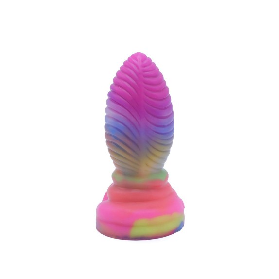 PLUG ANALE TONDO CON RILIEVI 17 CM IN SILICONE COLORATO CHE SI ILLUMINA AL BUIO