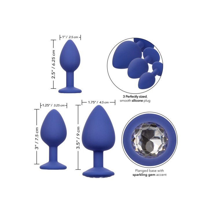 KIT 3 PLUG ANALI IN SILICONE CON GIOIELLO CHEEKY GEMS 2