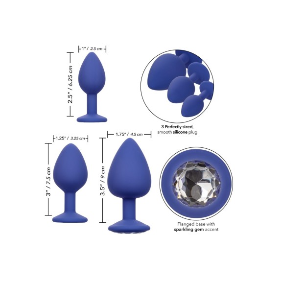 KIT 3 PLUG ANALI IN SILICONE CON GIOIELLO CHEEKY GEMS