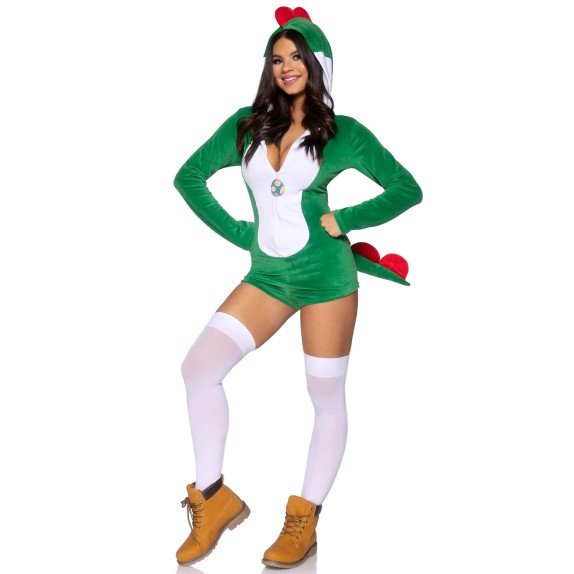 COSTUME SEXY DA DRAGHETTA CON CAPPUCCIO E SCOLLO PROFONDO SUPER DINO GAMER