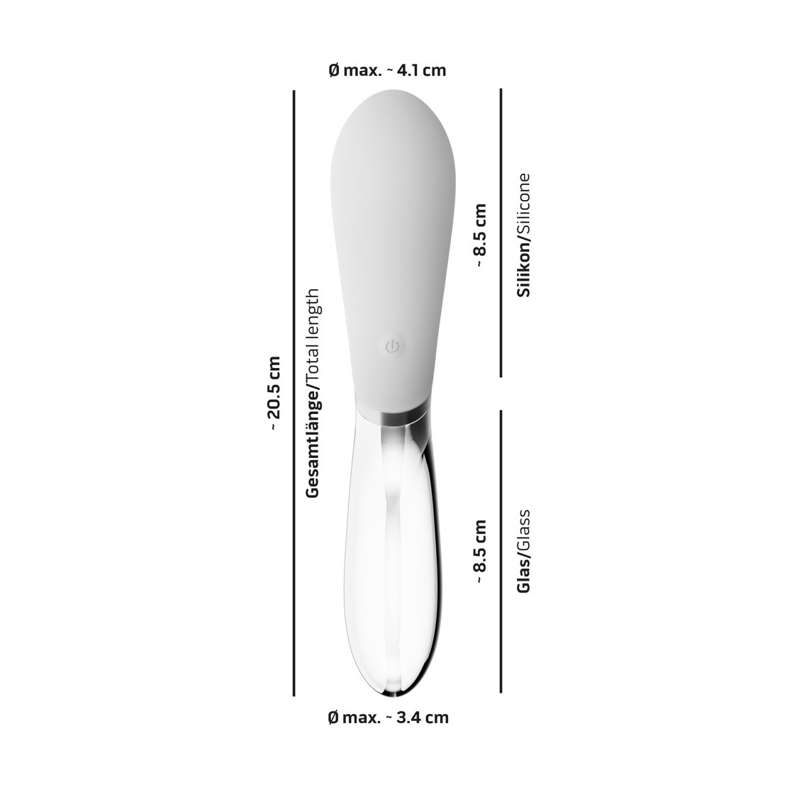 VIBRATORE IN VETRO E SILICONE SEX TOY CON LED...