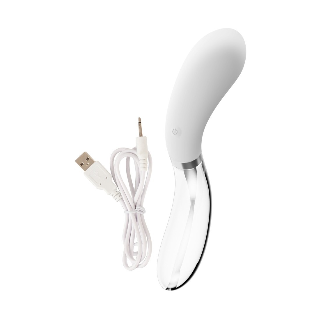 VIBRATORE IN VETRO E SILICONE SEX TOY CON LED...