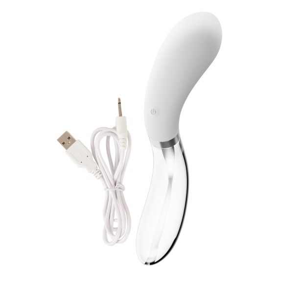 VIBRATORE IN VETRO E SILICONE SEX TOY CON LED RICARICABILE LIAISON CURVE