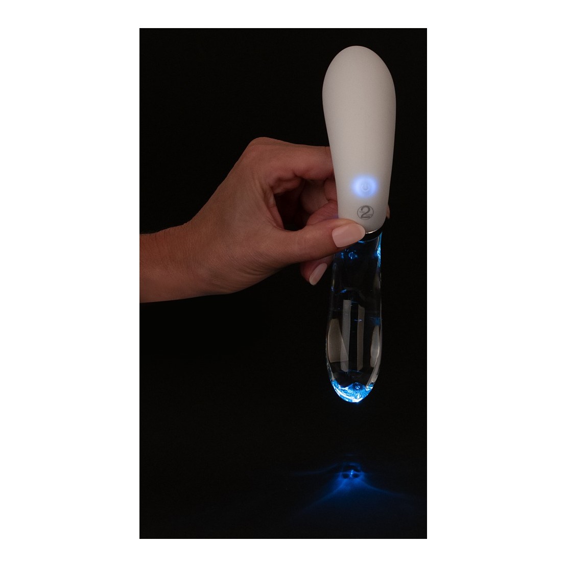 VIBRATORE IN VETRO E SILICONE SEX TOY CON LED...