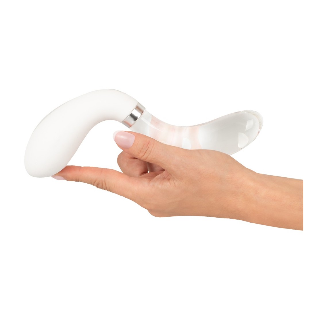 VIBRATORE IN VETRO E SILICONE SEX TOY CON LED...