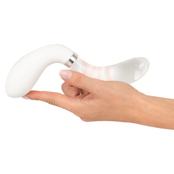 VIBRATORE IN VETRO E SILICONE SEX TOY CON LED RICARICABILE LIAISON CURVE