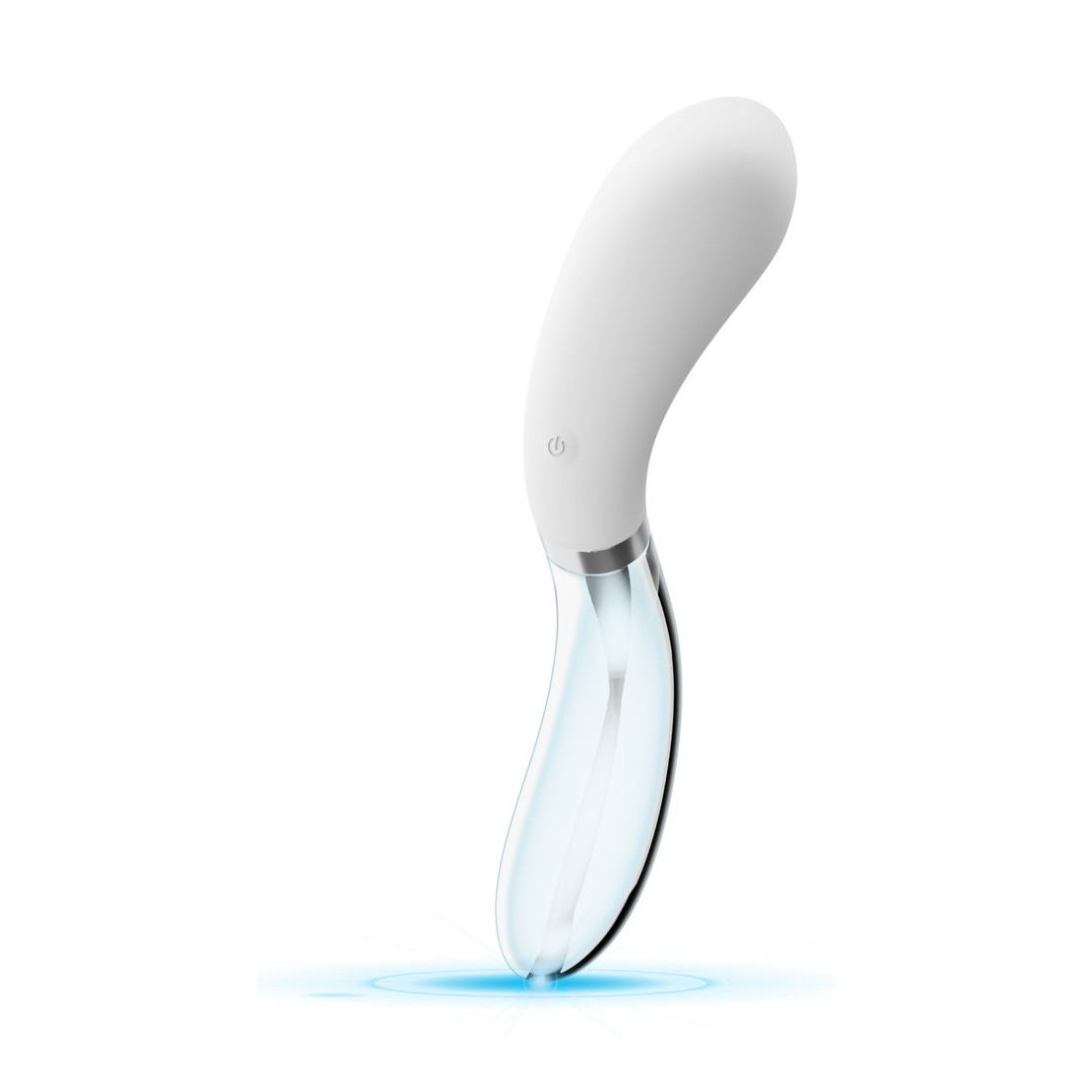 VIBRATORE IN VETRO E SILICONE SEX TOY CON LED...
