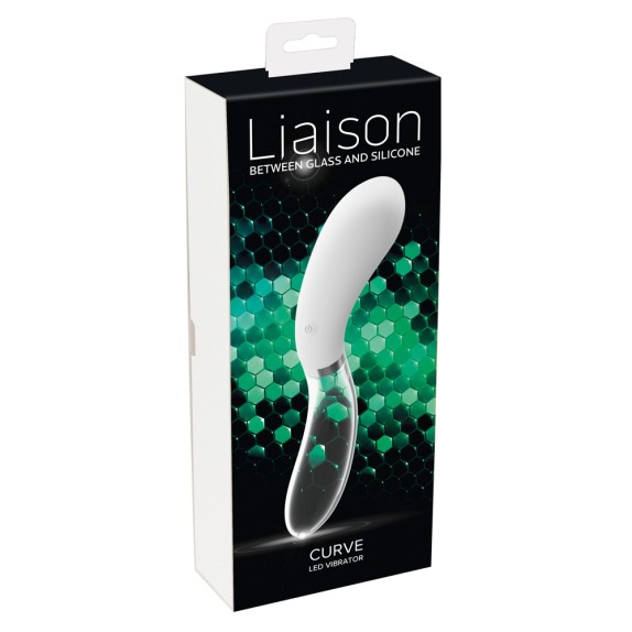 VIBRATORE IN VETRO E SILICONE SEX TOY CON LED RICARICABILE LIAISON CURVE